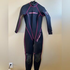 O'Neill Women's Black and Pink One Piece Wetsuit